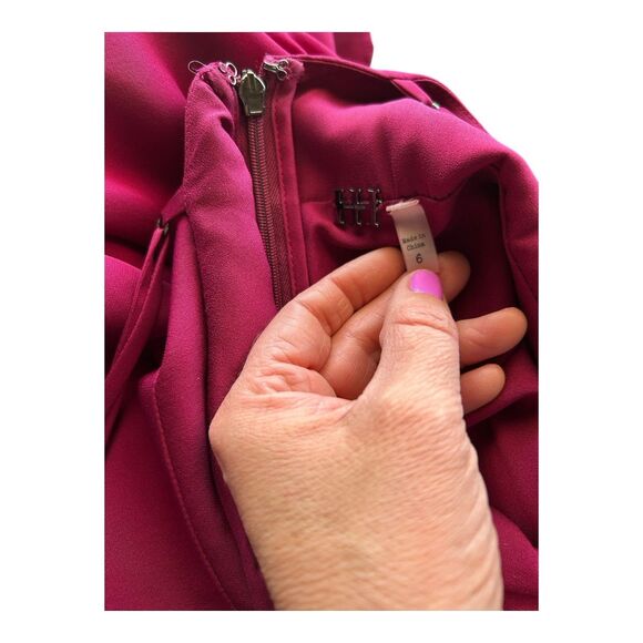 Haute Hippie Intermix Cassidy Mini Layer Dress Sz 6 Silk Fuchsia Crossover Front - Picture 8 of 9